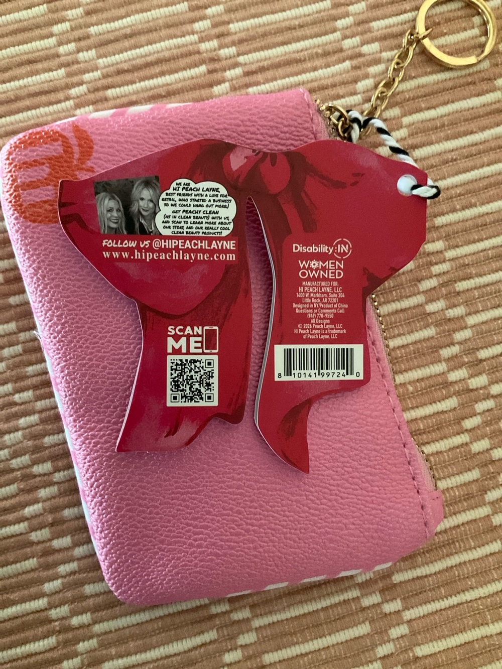 Hi Peach Layne Card Holder Keychain - Picture 2 of 4